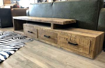 TV meubel Solid massief teakhout 223cm uit voorraad beschikbaar voor biedingen