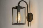 tuin lamp lantaarn schuur buitenlamp rvs wandlamp zwart glas, Nieuw, Ophalen of Verzenden, Rvs, Hanglamp