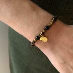 Hippe armband van Tijgeroogkralen en Onyx, Overige materialen, Met edelsteen, Bruin, Verzenden