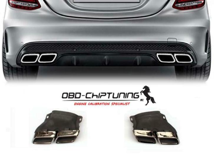 MERCEDES AMG W205 C63 look sierstukken chroom, Auto-onderdelen, Uitlaatsystemen, Mercedes-Benz, Nieuw, Ophalen of Verzenden