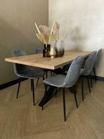 Eiken eettafel met matrix poot | MAATWERK, Huis en Inrichting, Tafels | Eettafels, Ophalen, Eikenhout, Nieuw, Zwart eiken, modern