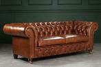 Ruim Assortiment nieuwe Chesterfield meubelen. 100% rundleer, Ophalen of Verzenden, Rechte bank, 200 tot 250 cm, Driepersoons