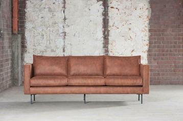 3 zits bank 'Rodeo' cognac kleurige stof, 240 cm breed. beschikbaar voor biedingen