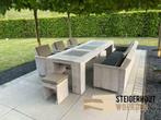 Steigerhouten Tuinset Exclusive met natuursteen  ACTIEPRIJS, Bank, Steigerhout, Nieuw, Ophalen of Verzenden