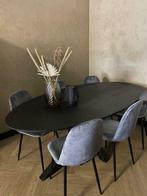 OVALE ZWARTE EETTAFEL - eikenhout, Ophalen, 100 tot 150 cm, Zwart, Nieuw