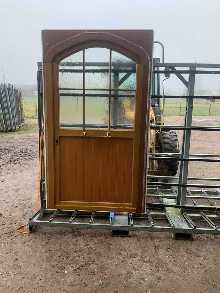 (63) Nieuwe hardhouten voordeur incl. kozijn en glas, Doe-het-zelf en Verbouw, Kozijnen en Schuifpuien, Nieuw, Deurkozijn, Hout