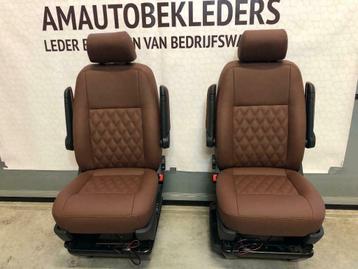Twee voor stoelen met Bruin Leder voor VW Transporter T5. T6