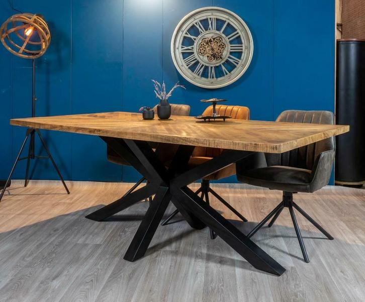 (Voorraad) Mangohouten visgraat eettafel Excellent rechthoek, Huis en Inrichting, Tafels | Eettafels, Nieuw, 50 tot 100 cm, 200 cm of meer