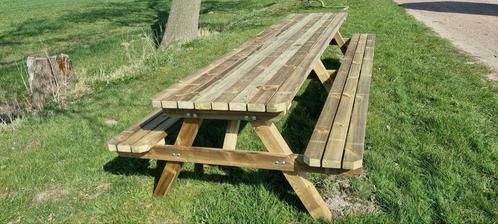 Degelijke picknicktafel 2 - 4 - 6 - 8 - 10 - 12 - 16 pers., Tuin en Terras, Tuinsets en Loungesets, Nieuw, Hout, Ophalen of Verzenden