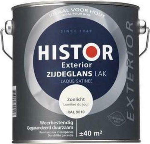 Histor Exterior Zijdeglans Lak 2,5 liter Ral 9010, Doe-het-zelf en Verbouw, Verf, Beits en Lak, Lak, Ophalen of Verzenden