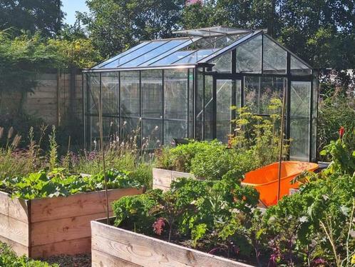 hobbykas 340x400cm ZWART dubbele deur INCL. MONTAGE, Tuin en Terras, Kassen, Zo goed als nieuw, Kweekkas, Staal, Glas, Ophalen