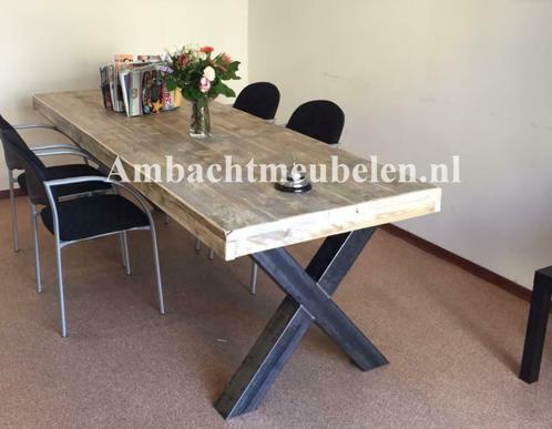 Prachtige STEIGERHOUT Eettafel Tafels Tafels METALEN POTEN, Huis en Inrichting, Tafels | Eettafels, Nieuw, Eikenhout, Grenenhout