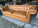 Camel / cognac Chesterfield bank nieuw + GRATIS BEZORGD, Huis en Inrichting, Banken | Bankstellen, Nieuw, Chesterfield, Rechte bank