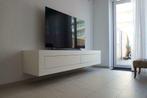 Zwevend designmeubel tv-kast in matte witte lak  ARTYX (31), Nieuw, Minder dan 100 cm, 25 tot 50 cm, Glas