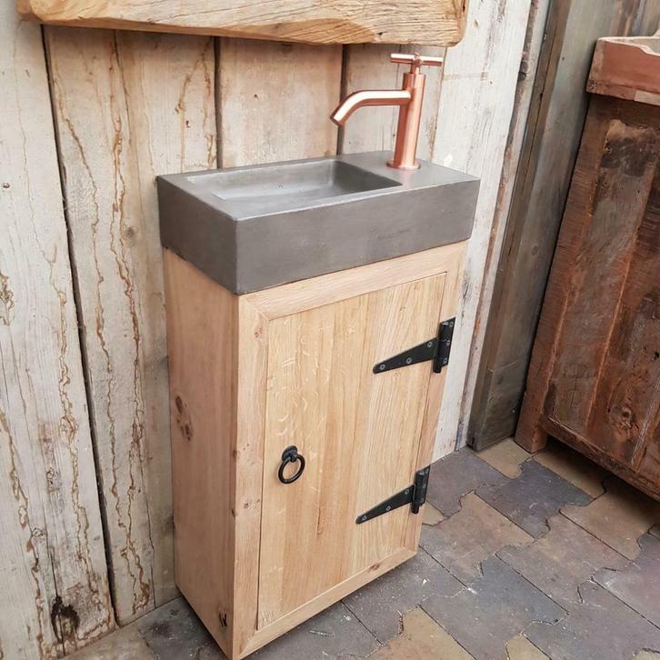 Massief Eiken WC Meubel, Huis en Inrichting, Badkamer | Badkamermeubels, Nieuw, Wasbak of Wastafel, Minder dan 100 cm, 25 tot 50 cm