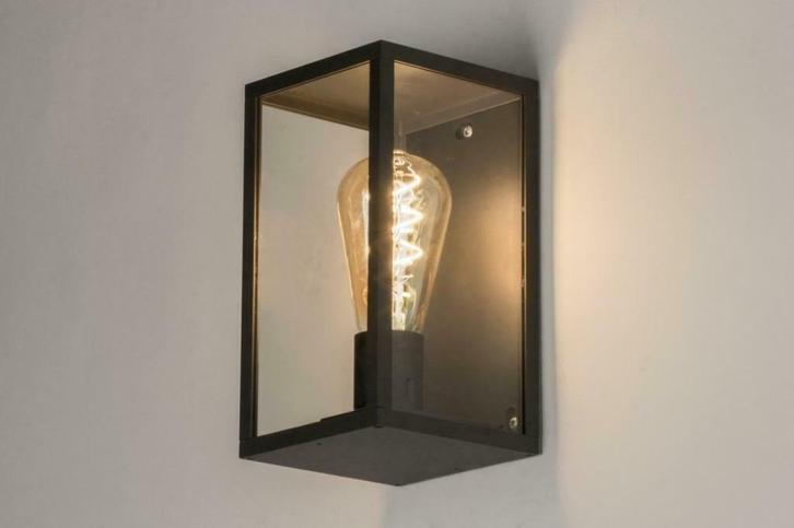 zwart lantaarn lamp buitenlamp glas tuin schuur hek wandlamp, Tuin en Terras, Buitenverlichting, Nieuw, Hanglamp, Aluminium, Led