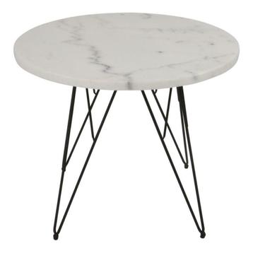 Salontafel marmer rond 55 cm met metaal onderstel