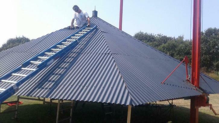 Vervangen beplating hooiberg daken, golfplaten, verzinkt, Doe-het-zelf en Verbouw, Platen en Panelen, Nieuw, Hout, Minder dan 20 mm