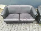 Industriële zithoek Chesterfield zwart + GRATIS BEZORGING, Chesterfield, Rechte bank, Gebruikt, Leer