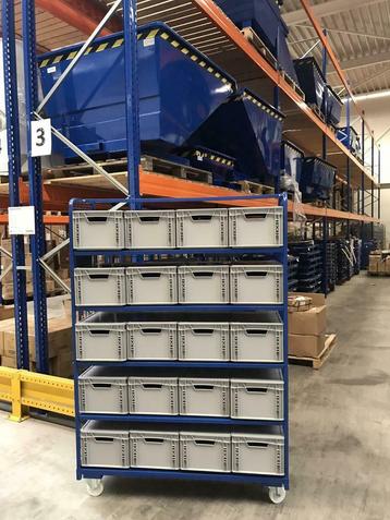 Magazijnwagen Euronorm Bakken eurobox karretje rolcontainer beschikbaar voor biedingen