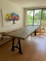 tafel old wood met gietijzer onderstel op maat in div kleur, Huis en Inrichting, Tafelonderdelen, Nieuw, Ophalen