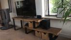 Tv meubel van oude eiken wijnpers planken, Ophalen, Eikenhout, Nieuw, 200 cm of meer