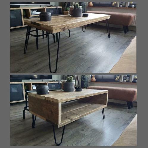Salontafel industrieel hairpin poten, Huis en Inrichting, Tafels | Salontafels, Nieuw, 50 tot 100 cm, 100 tot 150 cm, Rechthoekig