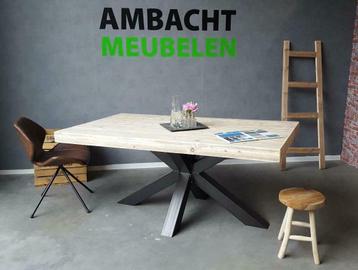 INDUSTRIELE steigerhout eettafel tafels Met BANKJE >>ACTIE<< beschikbaar voor biedingen