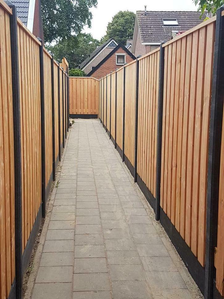 Woodworkzwolle betonschutting overkapping tuinhuis, Tuin en Terras, Schuttingen, Nieuw, Hout, 1 tot 2 meter, 6 meter of meer, Ophalen