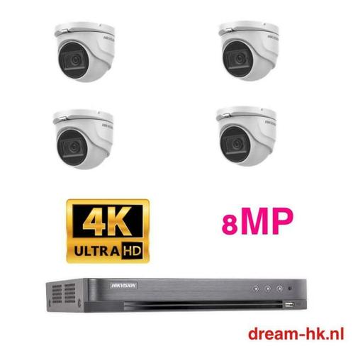 8MP Hikvision HDTVI camerasysteem/8MP 4CH DVR+4x 8MP camera, Audio, Tv en Foto, Videobewaking, Nieuw, Buitencamera, Ophalen of Verzenden