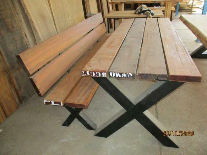 tafel met bank op maat mogelijk zware tafels, Huis en Inrichting, Tafels | Eettafels, Nieuw, 100 tot 150 cm, 200 cm of meer, Overige houtsoorten