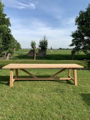 Tuintafel loungeset, tuinset, ronde ovale douglas hout bank  beschikbaar voor biedingen