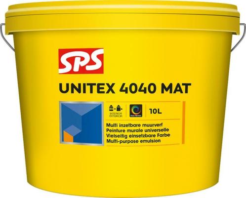 SPS UNITEX 4040 MAT SCHROBVAST 10 L WIT uitstekend dekkend !, Doe-het-zelf en Verbouw, Verf, Beits en Lak, Nieuw, Verf, Minder dan 5 liter