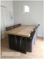 Tafel U-poot staal met steigerhout blad NIEUW, 50 tot 100 cm, Vijf personen of meer, Metaal, Rechthoekig