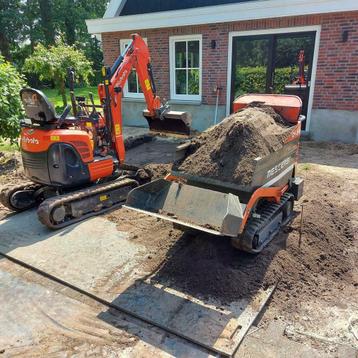 Minikraan huren, Rupsdumper huren, Kleine Graafmachine  beschikbaar voor biedingen