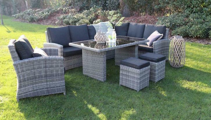 Prachtige Hoek Lounge Dining set Durban | Ash Grey | Wicker, Tuin en Terras, Tuinsets en Loungesets, Nieuw, Loungeset, Wicker