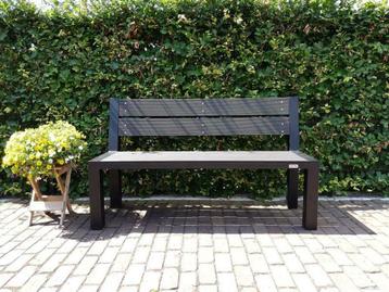 Zwarte tuinbank 160 cm van onderhoudsarm composiet en staal beschikbaar voor biedingen