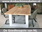 GOEDKOOPSTE Eikenhouten Tafels Boomstam tafels metalen poten, Vijf personen of meer, Teakhout, Rechthoekig, Nieuw