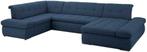 Nieuwe mega Ubank blauw xxl loungebank mega zithoek sofa, 300 cm of meer, 150 cm of meer, Ubank loungebank zithoek blauw, Stof