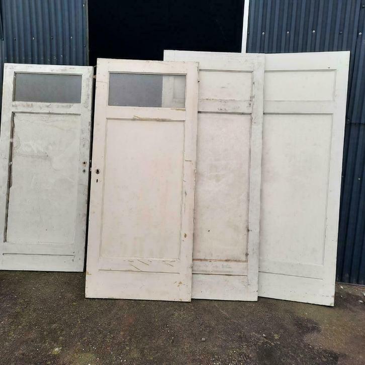 Paneel deuren, Doe-het-zelf en Verbouw, Deuren en Horren, Gebruikt, Binnendeur, 200 tot 215 cm, 80 tot 100 cm, Glas, Hout, Ophalen