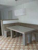 Eethoek hoekbank met tafel van gebruikt steigerhout, Ophalen, Nieuw