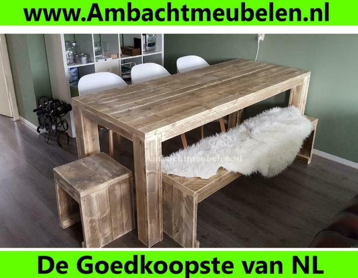 STEIGERHOUT eettafel Tafels Tafel MET bijpassende Bankjes, Huis en Inrichting, Tafels | Eettafels, Nieuw, Ophalen