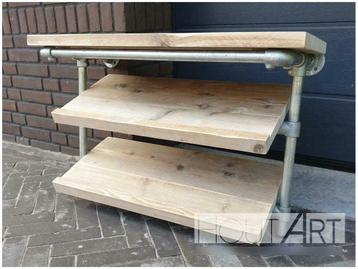 Schoenenrek wandmodel steigerbuis met steigerhout! beschikbaar voor biedingen