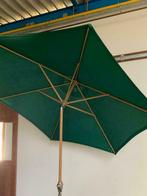 Nieuw parasol donker groen, alu houtnerf, opdraaimechanisme, Tuin en Terras, Parasols, Nieuw, Ophalen of Verzenden, Stokparasol