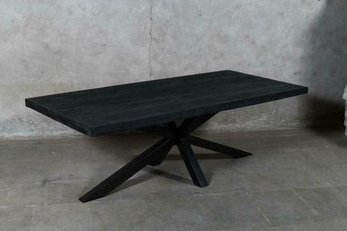 Mango eetkamer tafel zwart met 6cm blad en spinvoet, Huis en Inrichting, Tafels | Eettafels, Nieuw, Rechthoekig, Overige houtsoorten