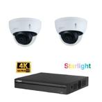 8MP Dahua IP POE Starlight camera set / 4CH NVR+2x cameras, Ophalen of Verzenden, Nieuw, Buitencamera