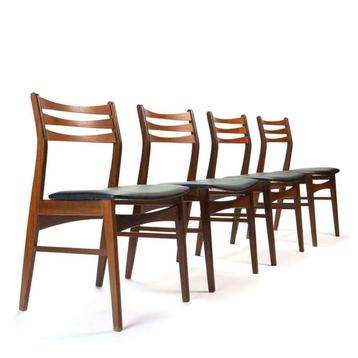 Sets vintage Deense teakhouten eettafel stoelen 