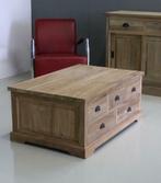 Teakhouten salontafel met 10 laden, 110x70x45cm; Indoteak, Ophalen, 100 tot 150 cm, Teakhout, Nieuw