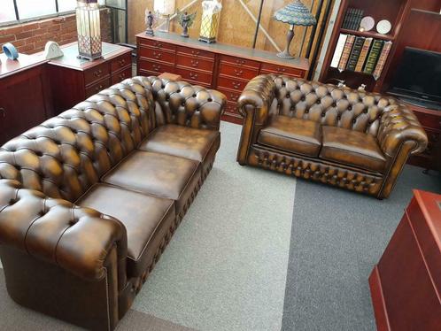 NIEUW Engels Chesterfield bankstel 3+2+1 + GRATIS BEZORGING, Huis en Inrichting, Banken | Bankstellen, Nieuw, Rechte bank, Leer
