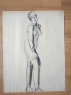 Krijt tekening naakt studie, Antiek en Kunst, Ophalen of Verzenden